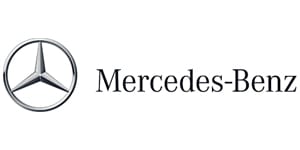 Mercedes logo, a luxury car manufacturer.