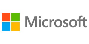 Microsoft logo, a leading technology company.