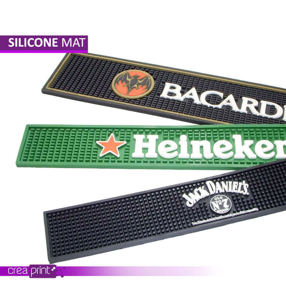 Silicone desk mat with non-slip surface, custom designs, and durable workspace protection.
