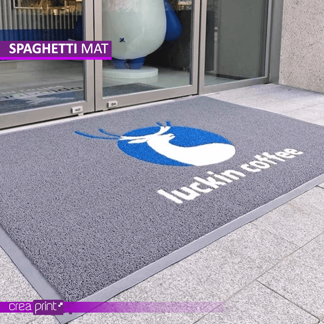 Custom Spaghetti Door Mat with Logo – Durable, Non-Slip, and Ideal for Branding and Decor