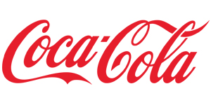 Coca-Cola logo, a global beverage company.