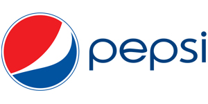 Pepsi logo, a global beverage company.