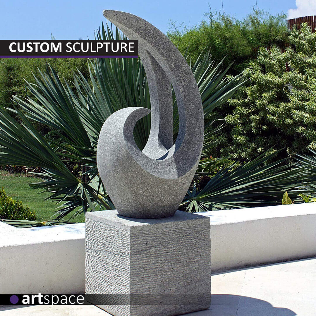 Stone sculpture, handcrafted, unique design, various finishes, indoor or outdoor