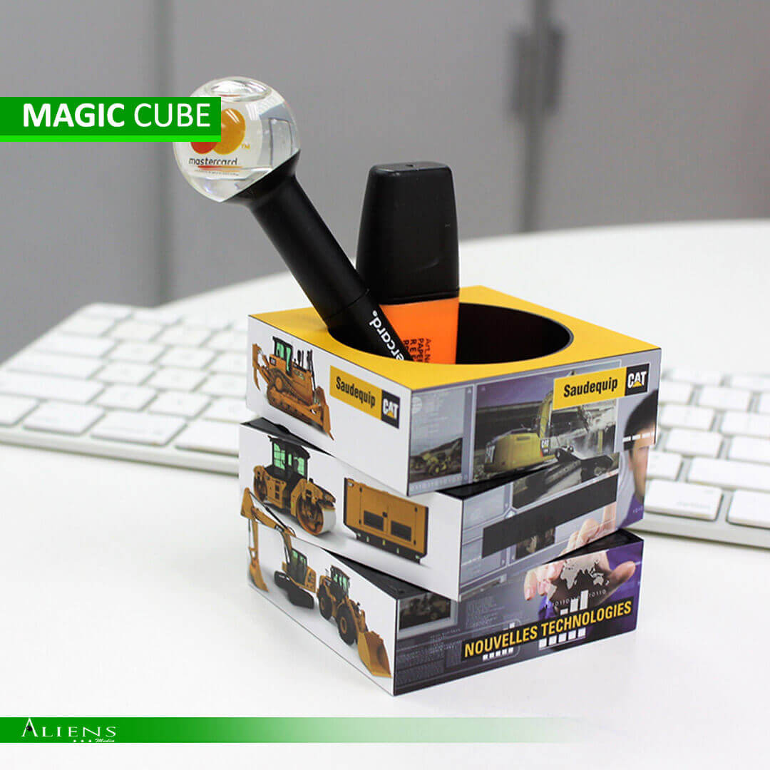 A magic folding cube similar to a Rubik's Cube, customizable with various designs, logos, and colors.