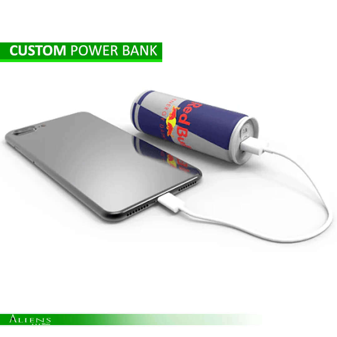 A variety of custom 3D PVC power banks in unique shapes, including a Pepsi can, airplane, pen, car, cow, football and truck.