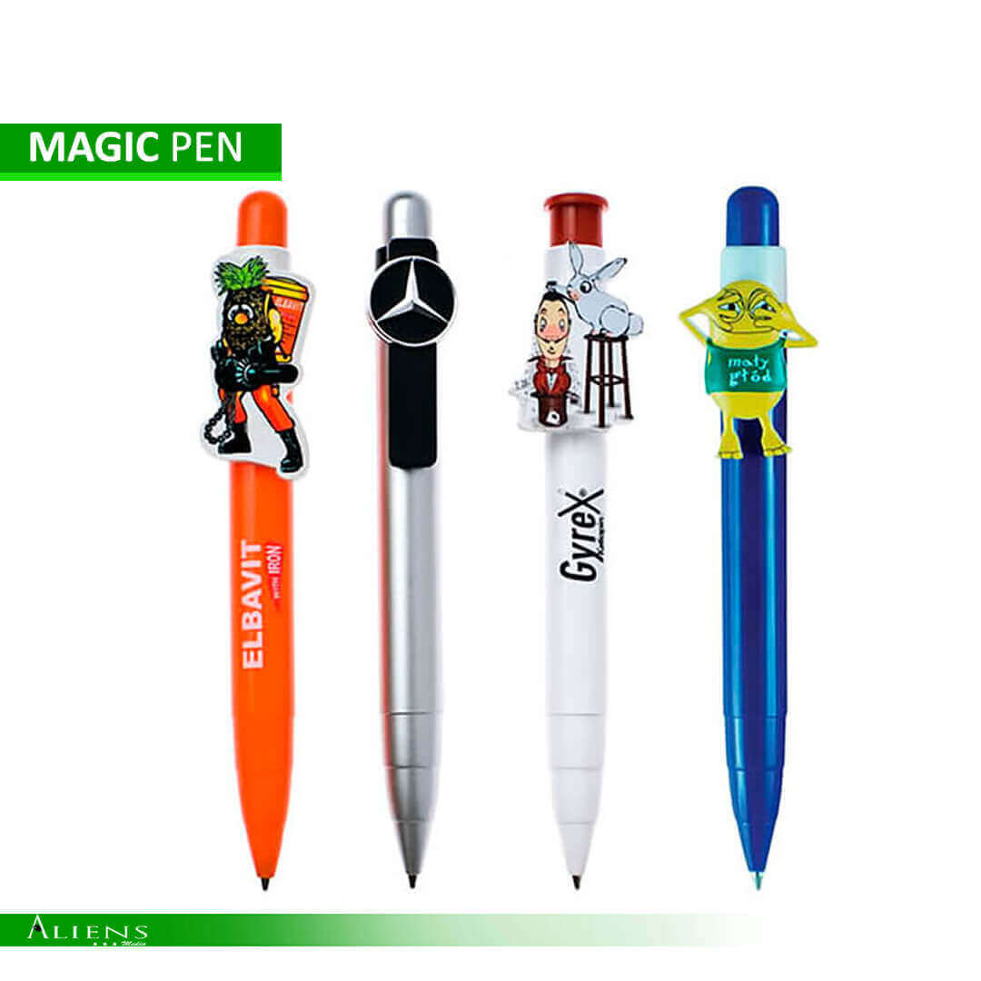 A stylish 3D clip pen featuring a customizable 3D logo on the top.