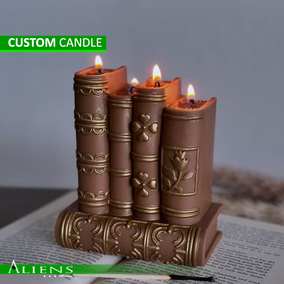 Custom candle with personalized design and eco-friendly packaging for a corporate gift.