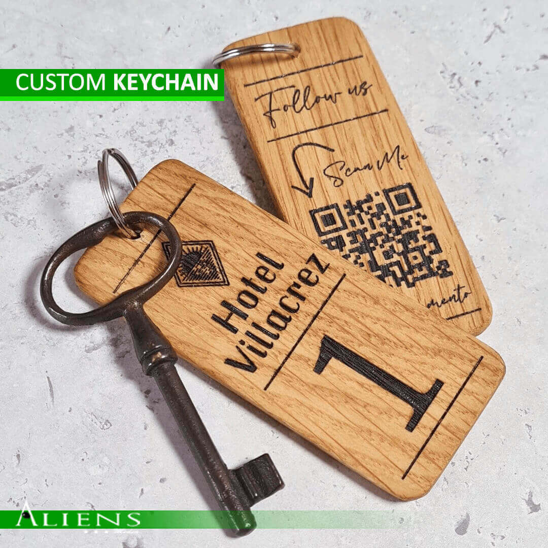 Wooden Keychain with Custom Laser Branding – Eco-Friendly, Durable Personalized Keychains for Promotional Use