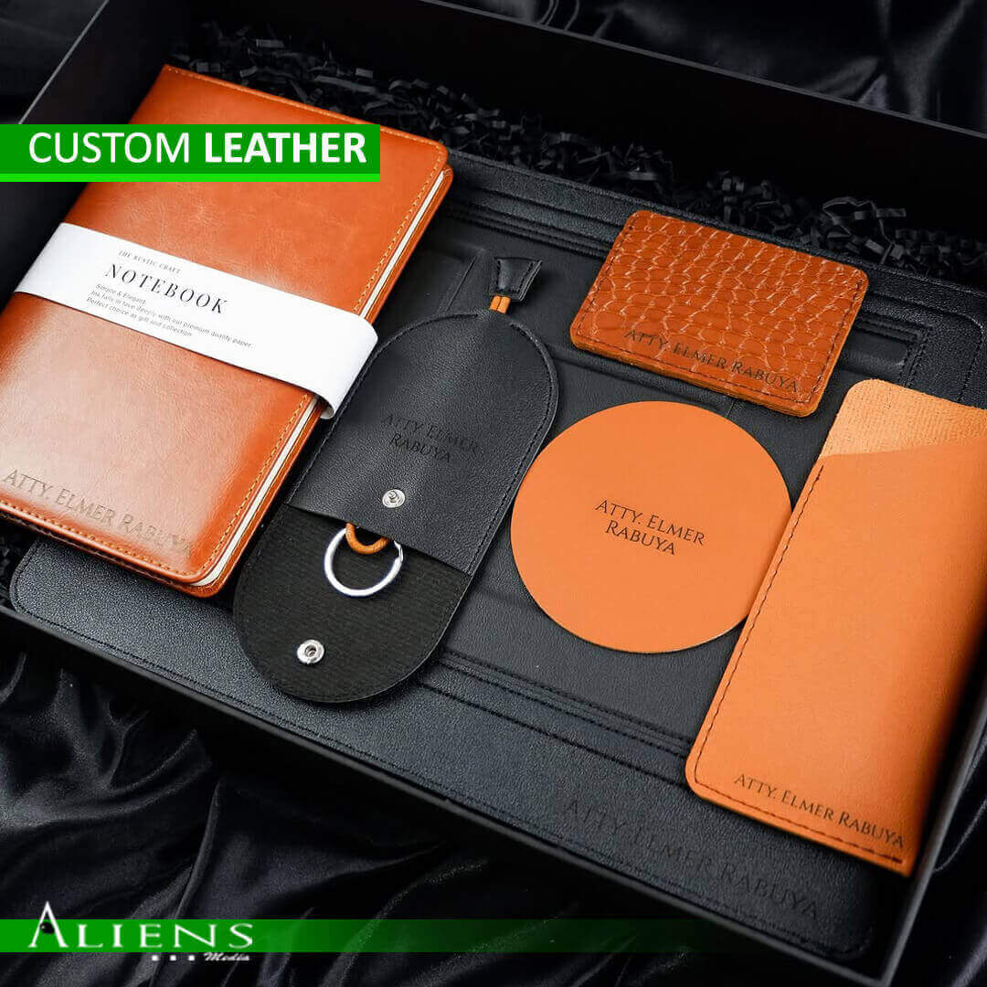 Custom Leather Set – Premium Agenda Cover, Leather Coaster, and Desk Mat for Sophisticated and Organized Workspaces