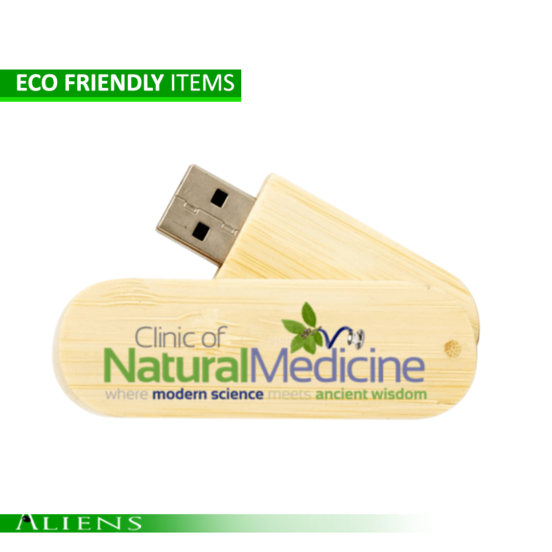 Eco-friendly USB drive made from sustainable materials for branding and promotional use.