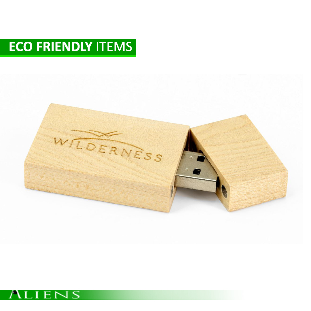Eco-friendly USB drive made from sustainable materials, perfect for eco-conscious businesses and branding.