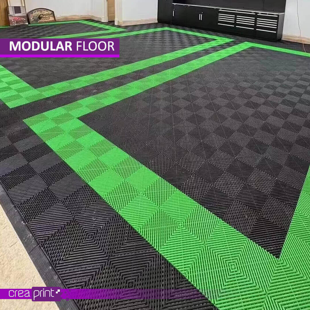 Durable modular floor mats with interlocking PP material, offering anti-slip, high-load resistance, and customizable layouts for garages, wet areas, and industrial spaces.
