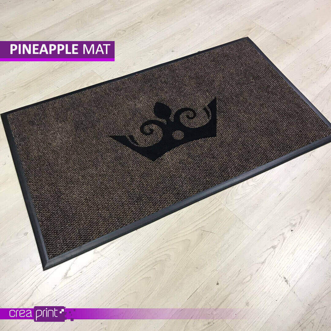 Personalized Berber door mat with a custom pineapple logo, designed for durability, weather resistance, and a touch of tropical charm.