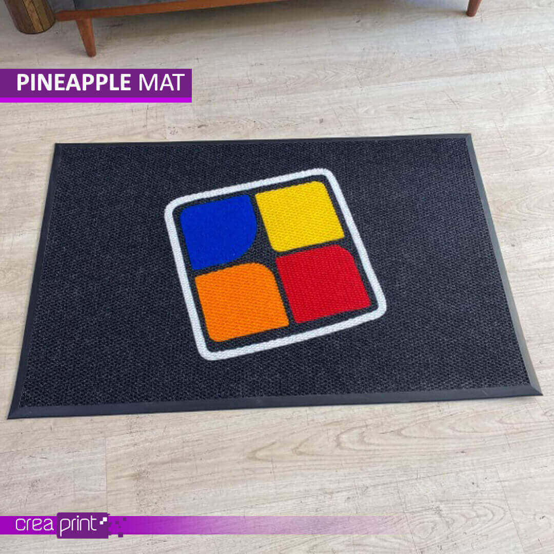 Personalized Berber door mat featuring a custom pineapple design, perfect for homes and businesses looking for durable, stylish, and functional entryway mats.