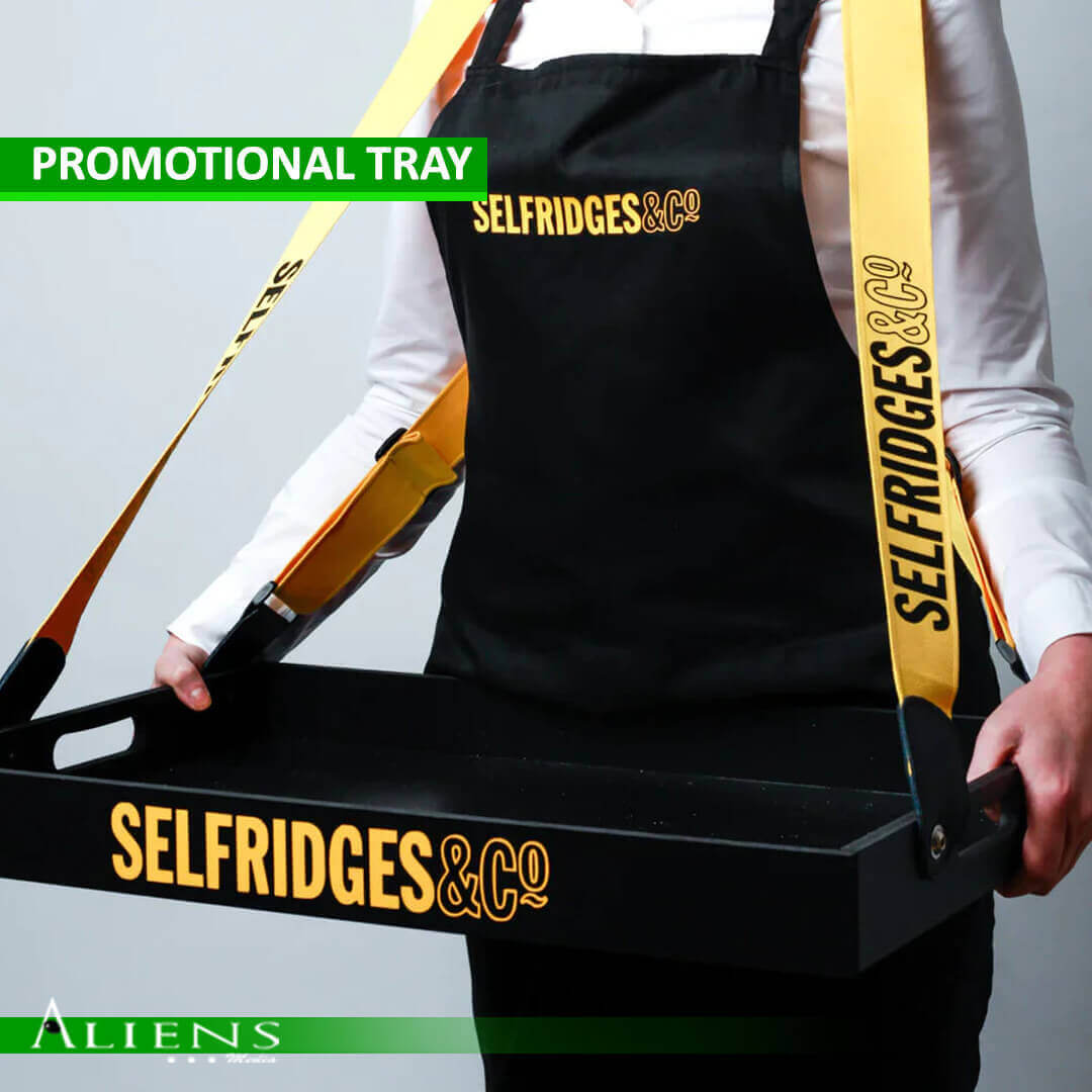 Compact promotional tray with durable compartments for product display.