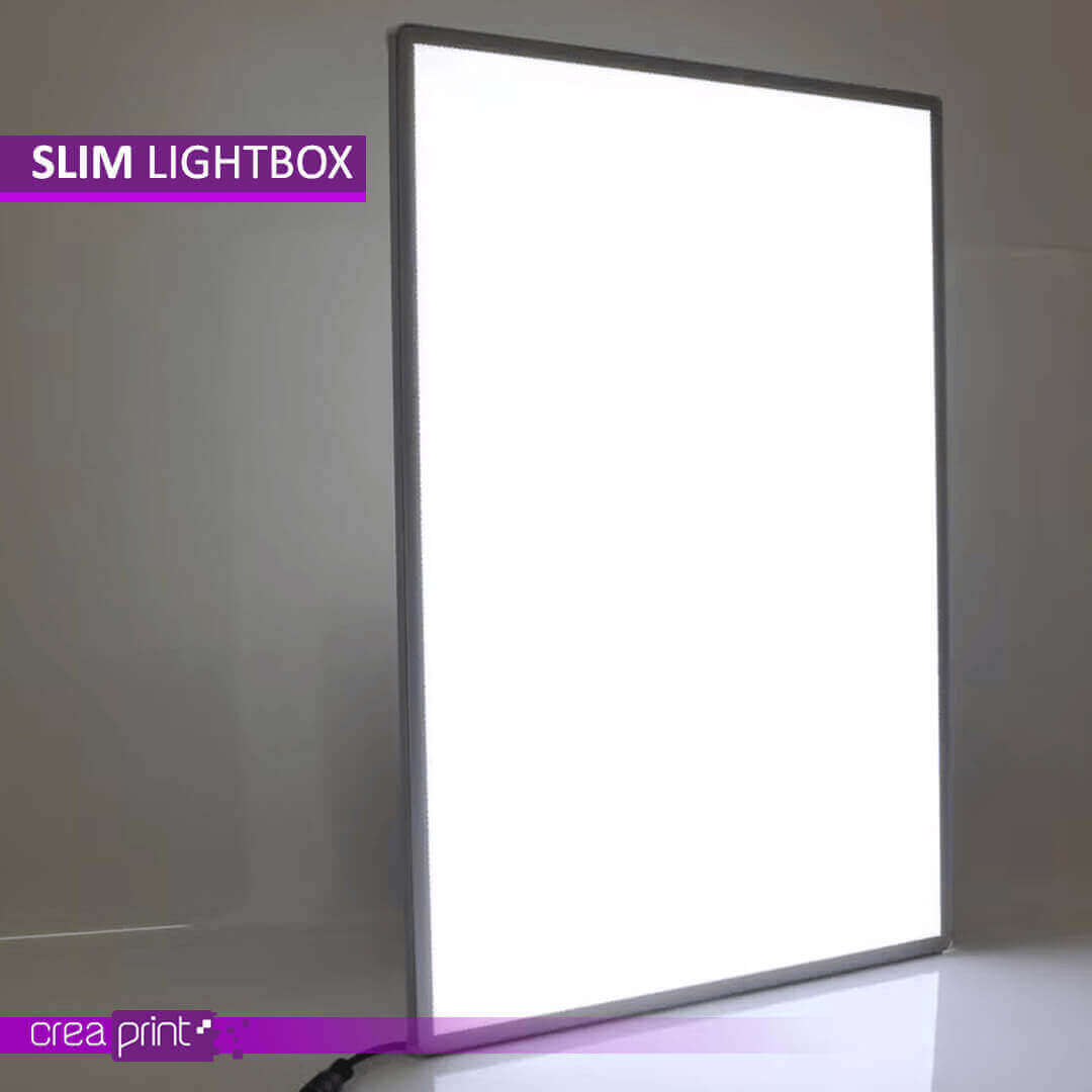 Ultra slim LED lightbox with vibrant backlighting and customizable graphics, perfect for modern retail and professional branding displays.