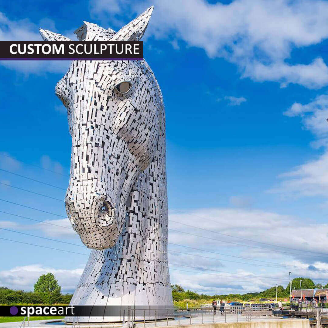 Animal sculpture made of stainless steel, sleek and durable artwork for home or garden