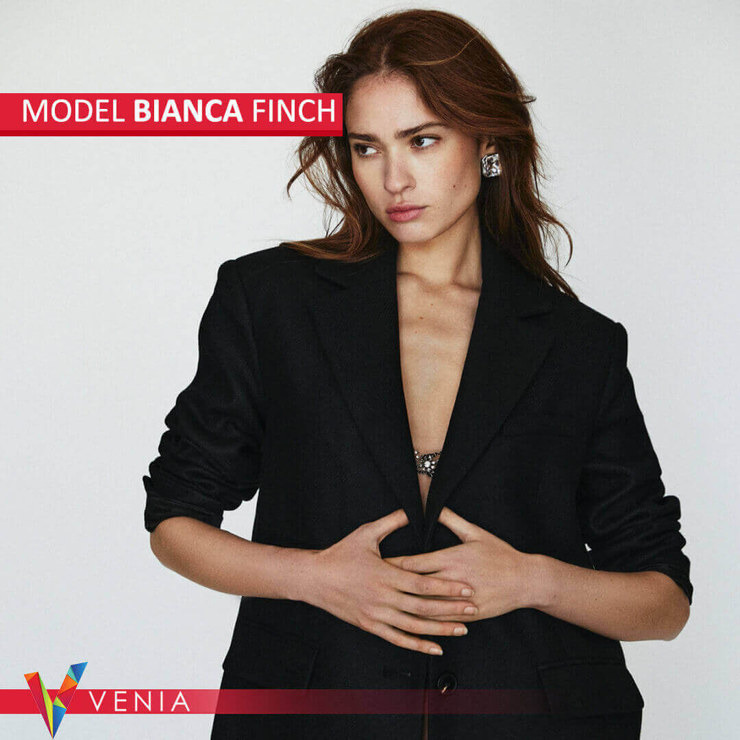 Elegant female model from Venia Agency at a luxury event.