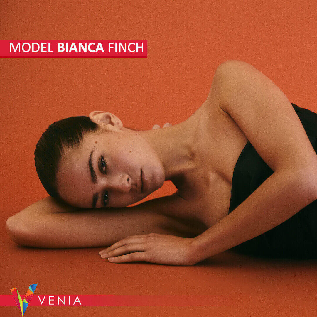 Stunning female model from Venia Agency in a glamorous photoshoot.