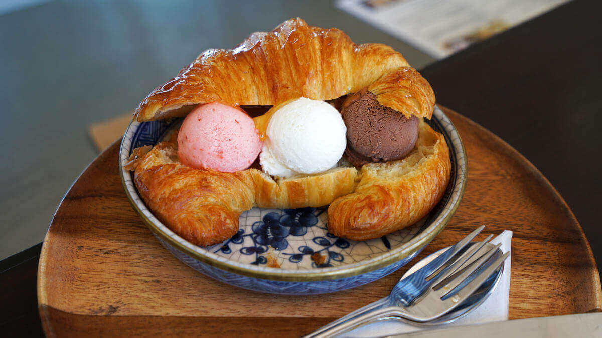 Flamingo Lebanese Sweet's Signature Croissant and Ice Cream - A Luxurious Lebanese Dessert Experience