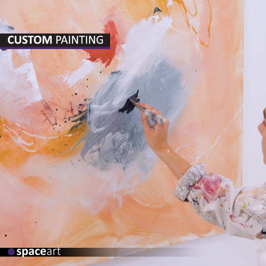 Unique custom abstract painting by Space Art, bespoke luxury art for modern interiors in Lebanon, Jordan, Iraq, UAE, Kuwait, Saudi Arabia, Qatar, Oman, Egypt, Nigeria, South Africa, Cyprus, Canada, and the USA.