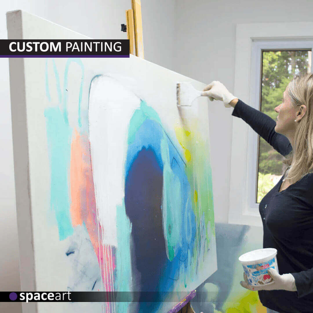 Custom abstract painting by Space Art, bespoke luxury art creation in Lebanon, Jordan, Iraq, UAE, Kuwait, Saudi Arabia, Qatar, Oman, Egypt, Nigeria, South Africa, Cyprus, Canada, and the USA.