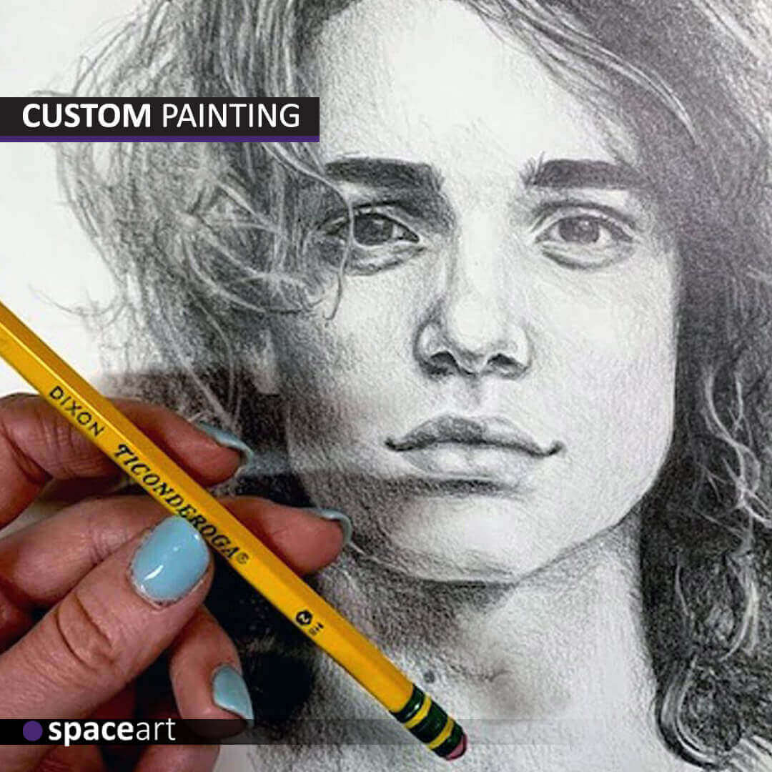Custom portrait painting by Space Art, bespoke luxury art creation in Lebanon, Jordan, Iraq, UAE, Kuwait, Saudi Arabia, Qatar, Oman, Egypt, Nigeria, South Africa, Cyprus, Canada, and the USA.