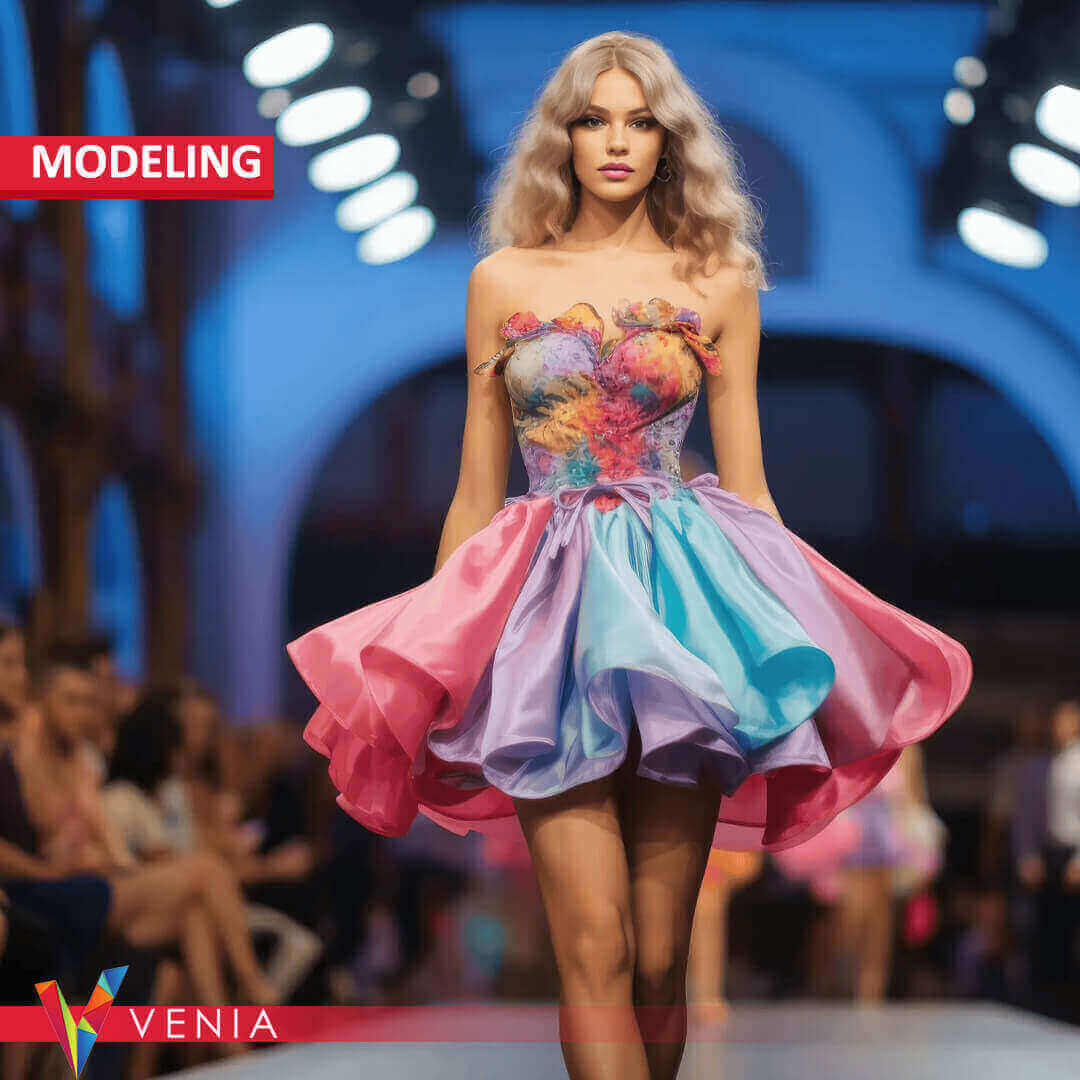 Stunning photography of female models showcasing the latest fashion designs on a vibrant runway.