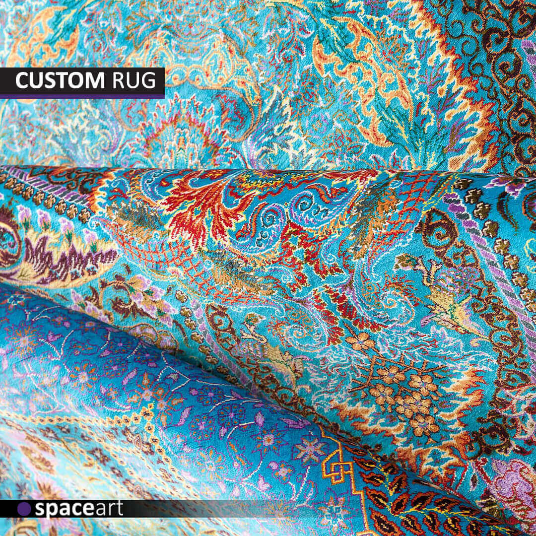 Handmade Persian silk rug by Space Art, showcasing luxury quality, intricate traditional patterns, and premium silk craftsmanship. Available in Lebanon, Jordan, Iraq, UAE, Kuwait, Saudi Arabia, Qatar, Oman, Egypt, Nigeria, South Africa, Cyprus, Canada, and the USA.