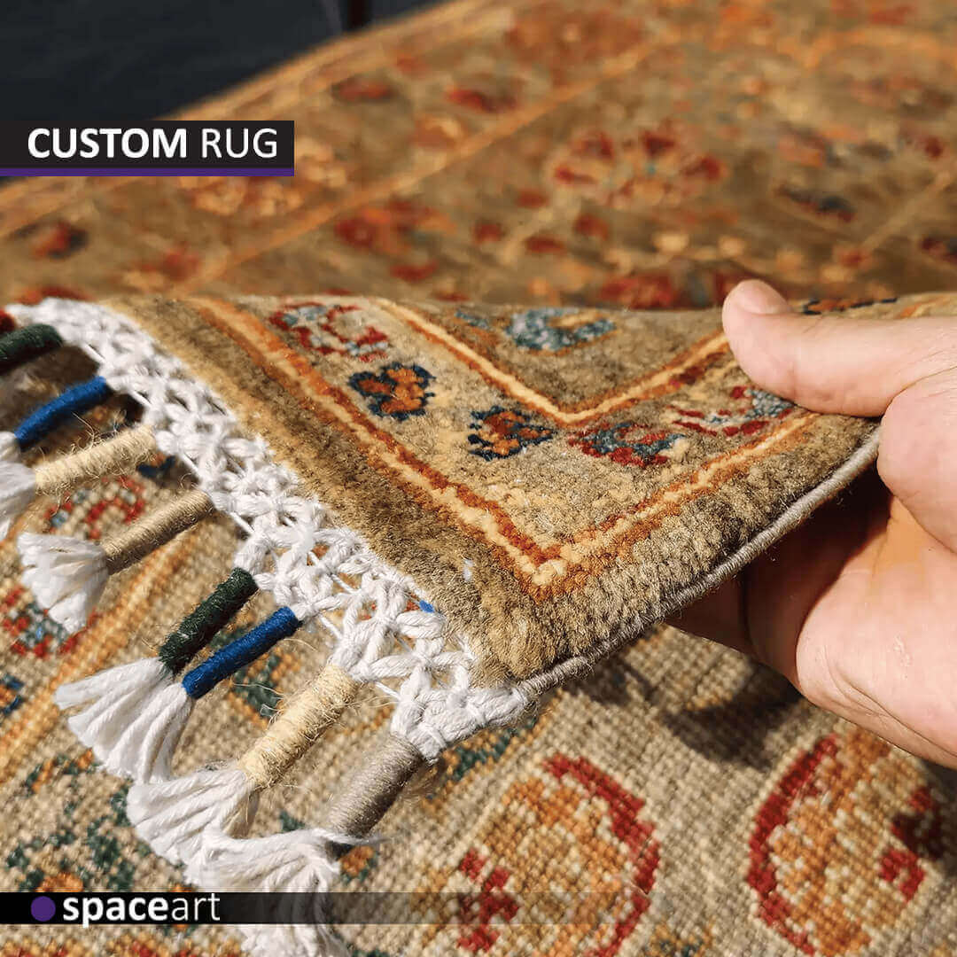 Luxury silk carpet by Space Art, crafted with premium silk and intricate Persian-inspired designs, showcasing elegance and sophistication. Available in Lebanon, Jordan, Iraq, UAE, Kuwait, Saudi Arabia, Qatar, Oman, Egypt, Nigeria, South Africa, Cyprus, Canada, and the USA.