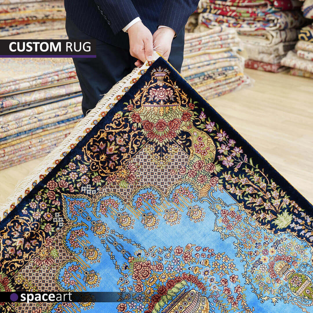 Exclusive custom handmade silk rug by Space Art, featuring intricate artistry, premium silk, and personalized luxury. Available in Lebanon, Jordan, Iraq, UAE, Kuwait, Saudi Arabia, Qatar, Oman, Egypt, Nigeria, South Africa, Cyprus, Canada, and the USA.