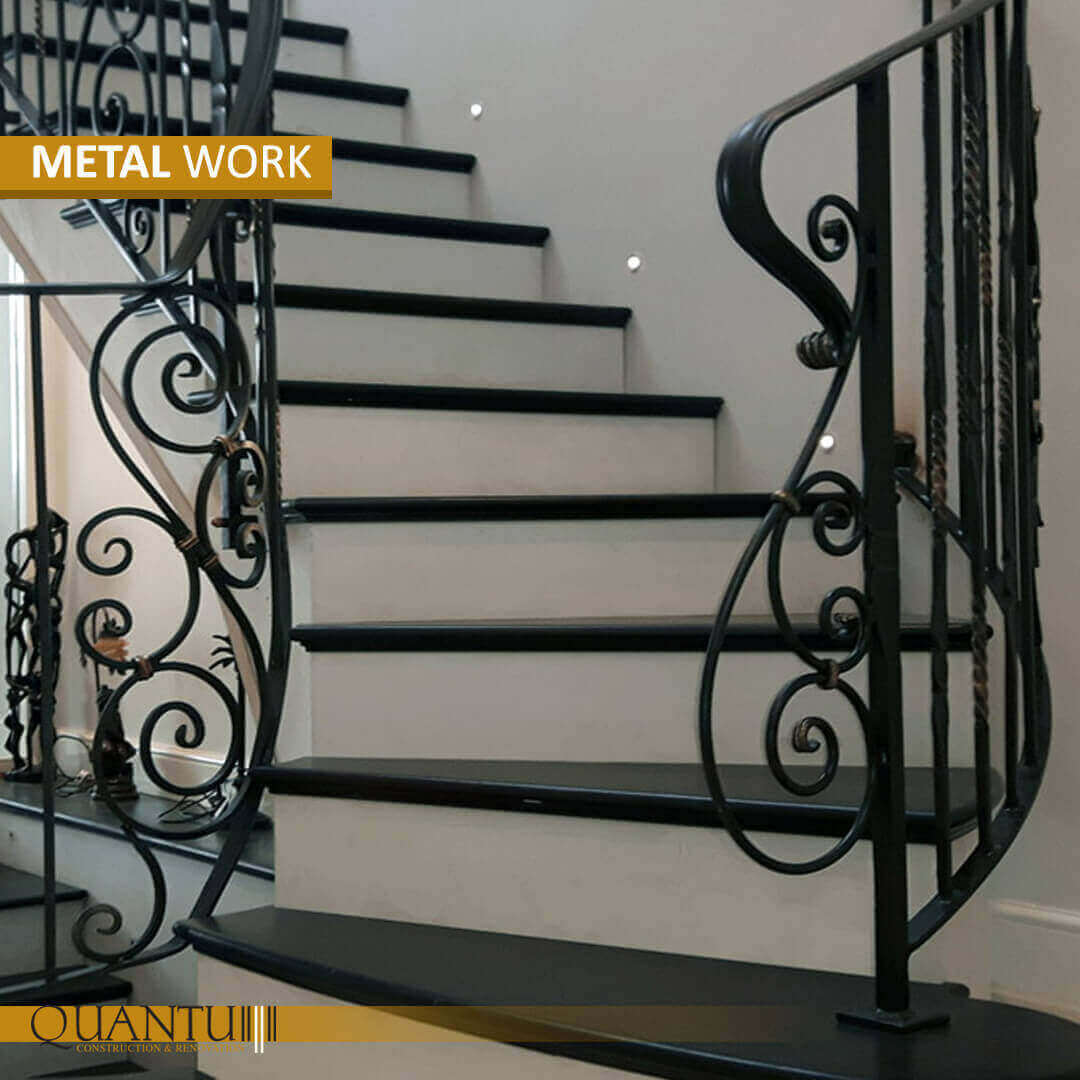 Custom metal stairs by Quantum, showcasing precision engineering, modern design, and durable construction for residential and commercial spaces. Available in Lebanon, Jordan, Iraq, UAE, Kuwait, Saudi Arabia, Qatar, Oman, Egypt, Nigeria, South Africa, Cyprus, Canada, and the USA.