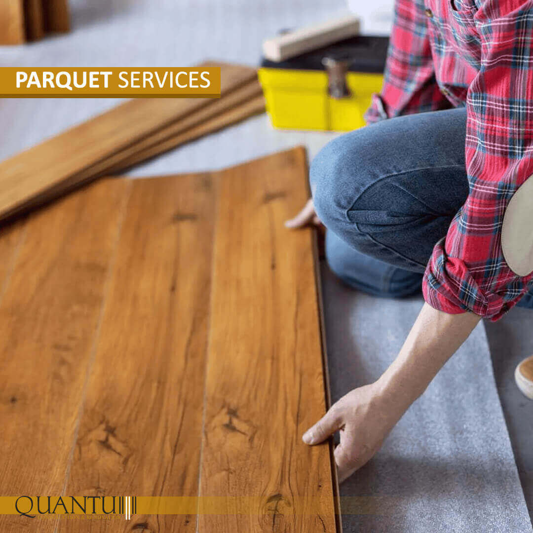 Parquet services by Quantum, professional parquet installation and repair in Lebanon, Jordan, Iraq, UAE, Kuwait, Saudi Arabia, Qatar, Oman, Egypt, Nigeria, South Africa, Cyprus, Canada, and the USA.