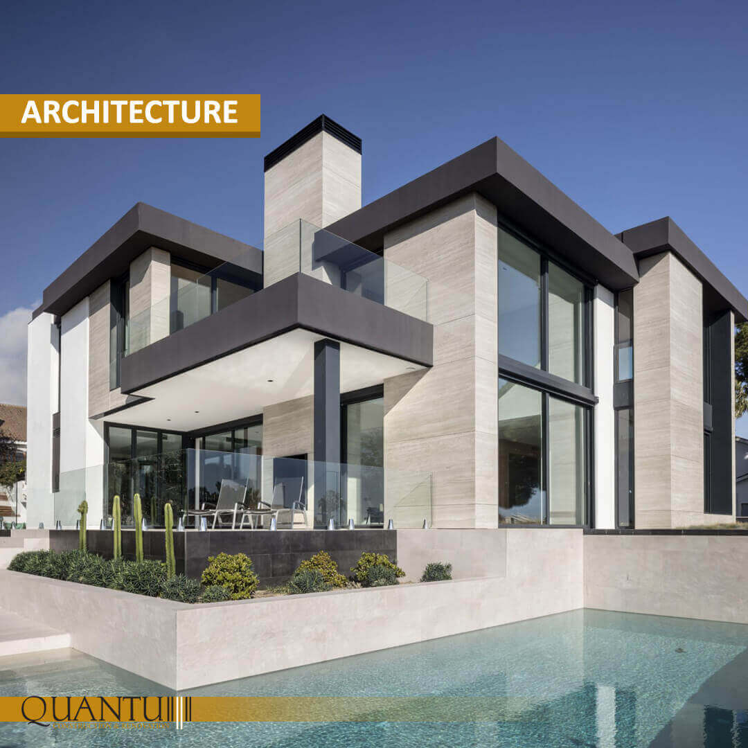 Villa architecture services by Quantum, custom design for luxury homes in Lebanon, Jordan, Iraq, UAE, Kuwait, Saudi Arabia, Qatar, Oman, Egypt, Nigeria, South Africa, Cyprus, Canada, and the USA.