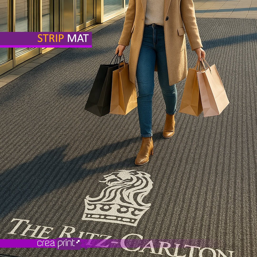 School logo mat for university entrance, durable custom mat for educational institution, Riyadh.